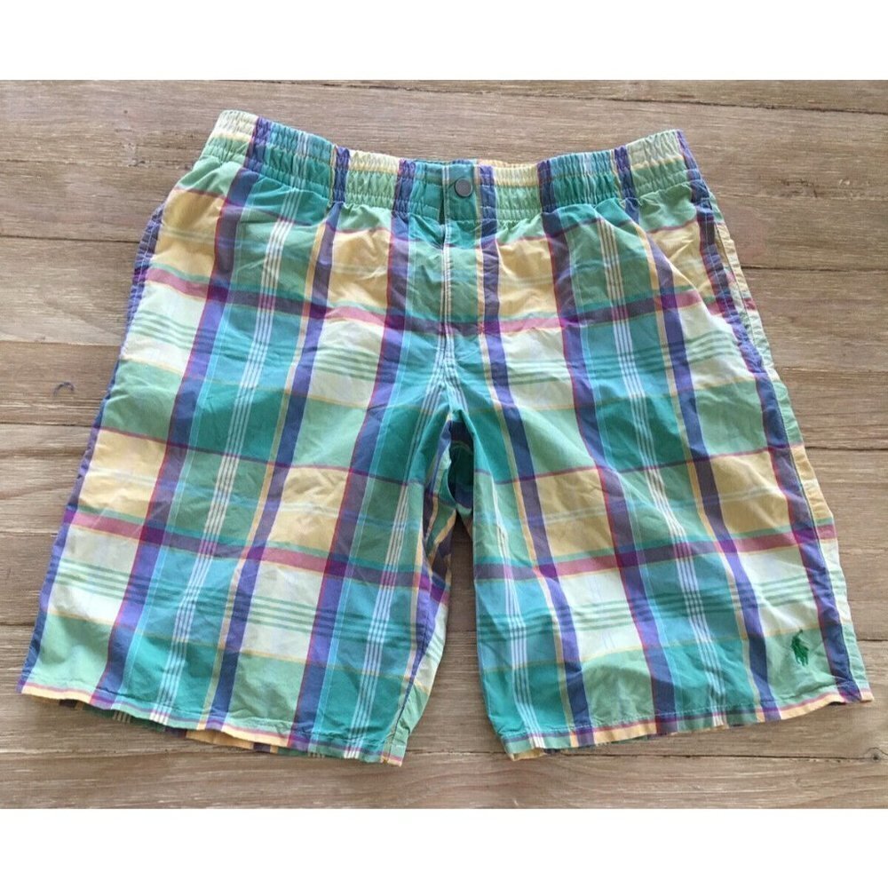 POLO Ralph Lauren Mens Size L Pastel PLAID SWIM TRUNKS Board Shorts Lined